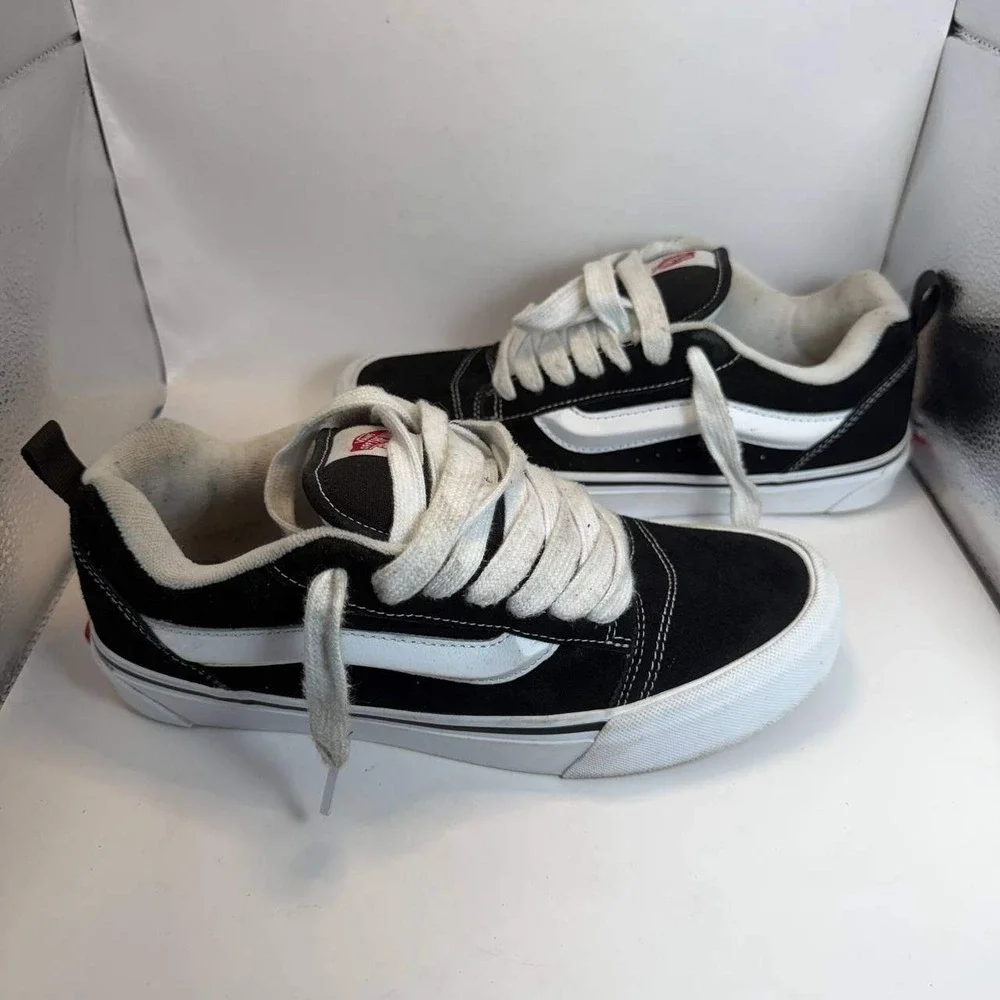 Vans Knu Skool Black White Suede Chunky Skate Shoes Mens 8 Womens 9.5 500714